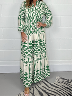 Casual Aztec Maxi Dress Cotton Blend Comfortable Fit