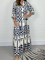 Casual Aztec Maxi Dress Cotton Blend Comfortable Fit