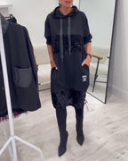 Loravynna | Trendy Patchwork Hooded Dress