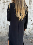 Loose Fit V Neck Balloon Sleeve Ankle Dress
