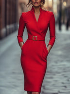 Selvianeé | Refined Black Belted Dress