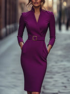 Selvianeé | Refined Black Belted Dress