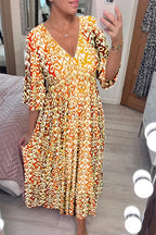 Florevia | Casual Floral V Neck Dress