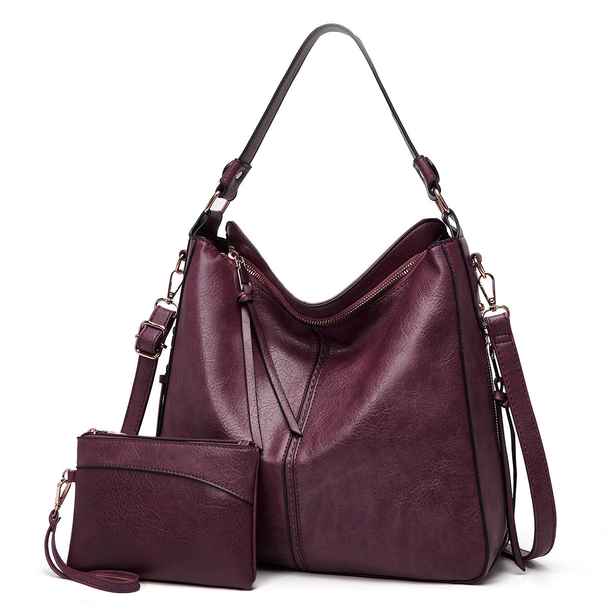 Scratch Proof Leather Hobo Handbag Versatile Wear