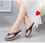 Soft Cushion Wedge Sandals with Arch Support Leather Upper