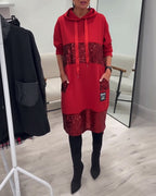 Loravynna | Trendy Patchwork Hooded Dress