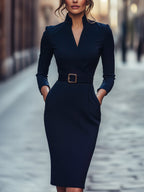 Selvianeé | Refined Black Belted Dress