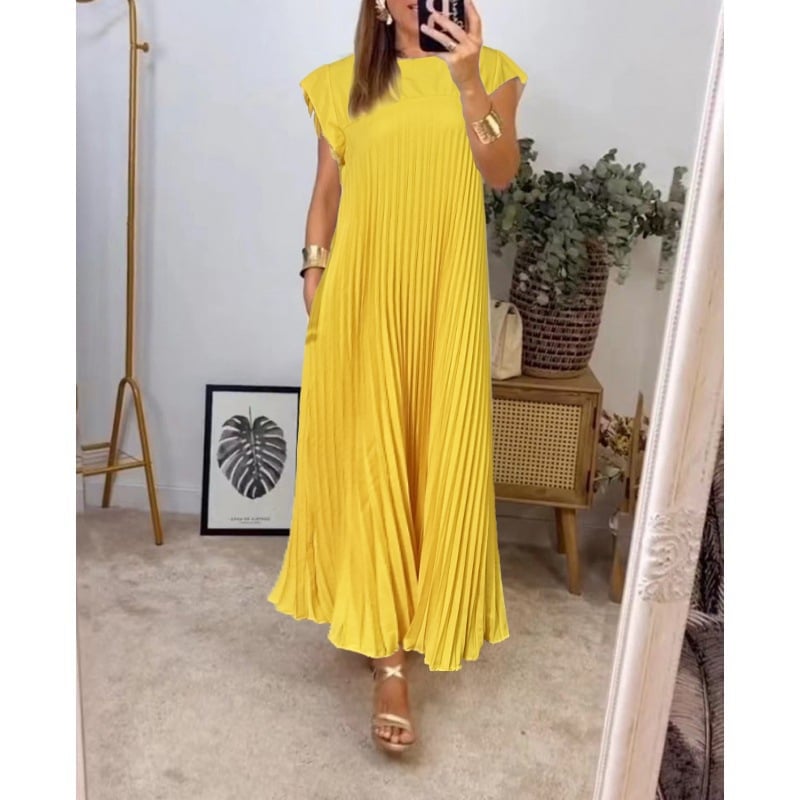 Plisara | Solid Pleated Dress