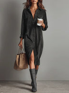 Averlina | Corduroy Midi Dress With Pockets