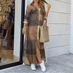 Printed Long Sleeve Dress Relaxed Fit Elegant Style