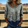 Relaxed Fit Women's Top Floral Embroidered Scoop Neck