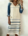 Corvania | Striped Hooded Color Mix Dress