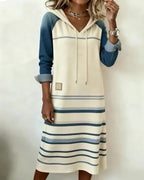 Corvania | Striped Hooded Color Mix Dress