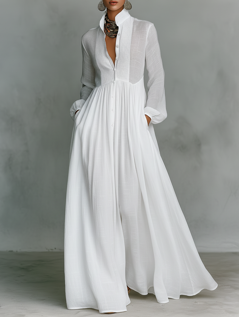 Serena | Elegant Button-Down Maxi Dress