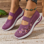 Breathable Slip On Shoes Lightweight Floral Mesh