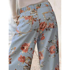 Floral Wide Leg High Waist Casual Pants