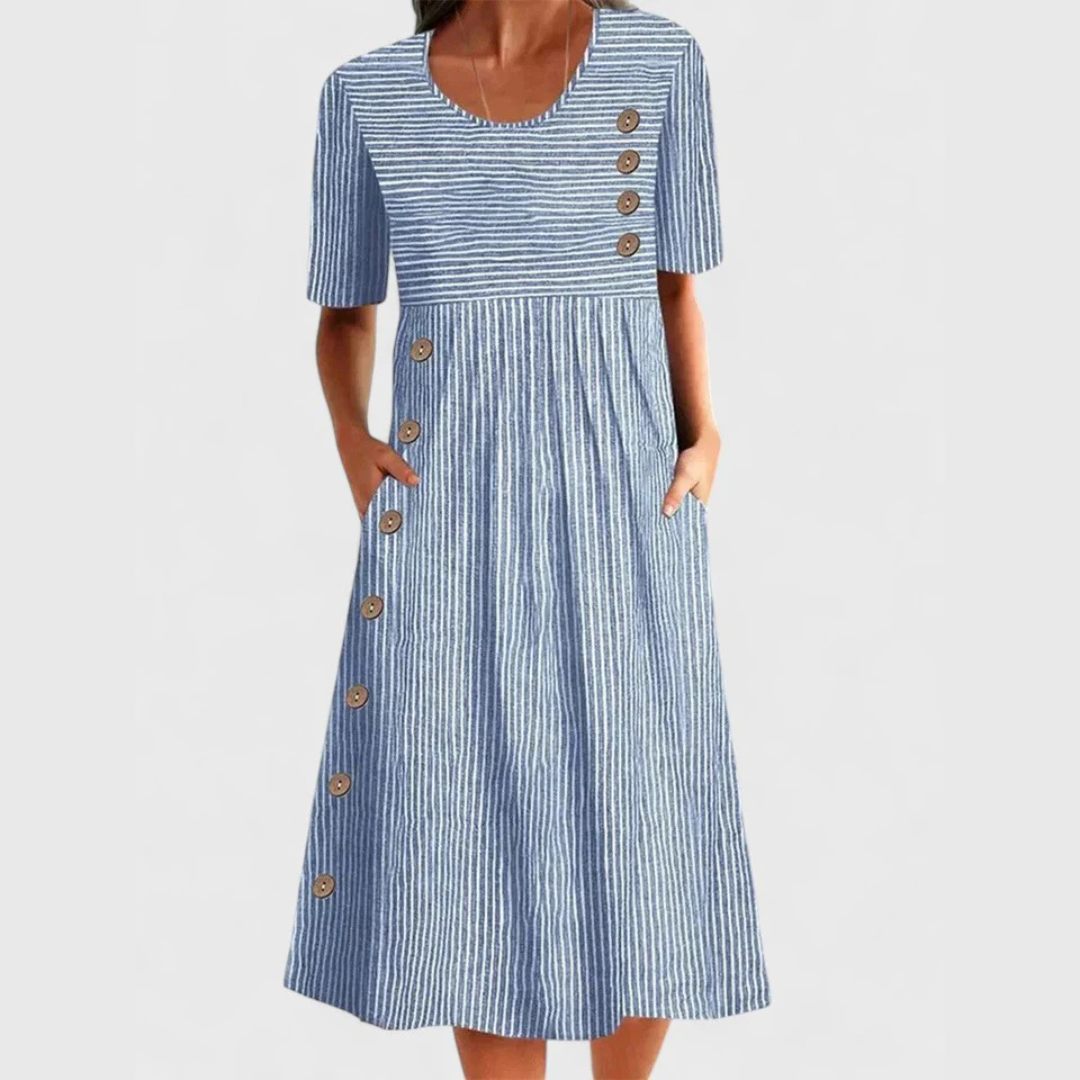 Jarna | Striped Midi Dress with Elegant Design
