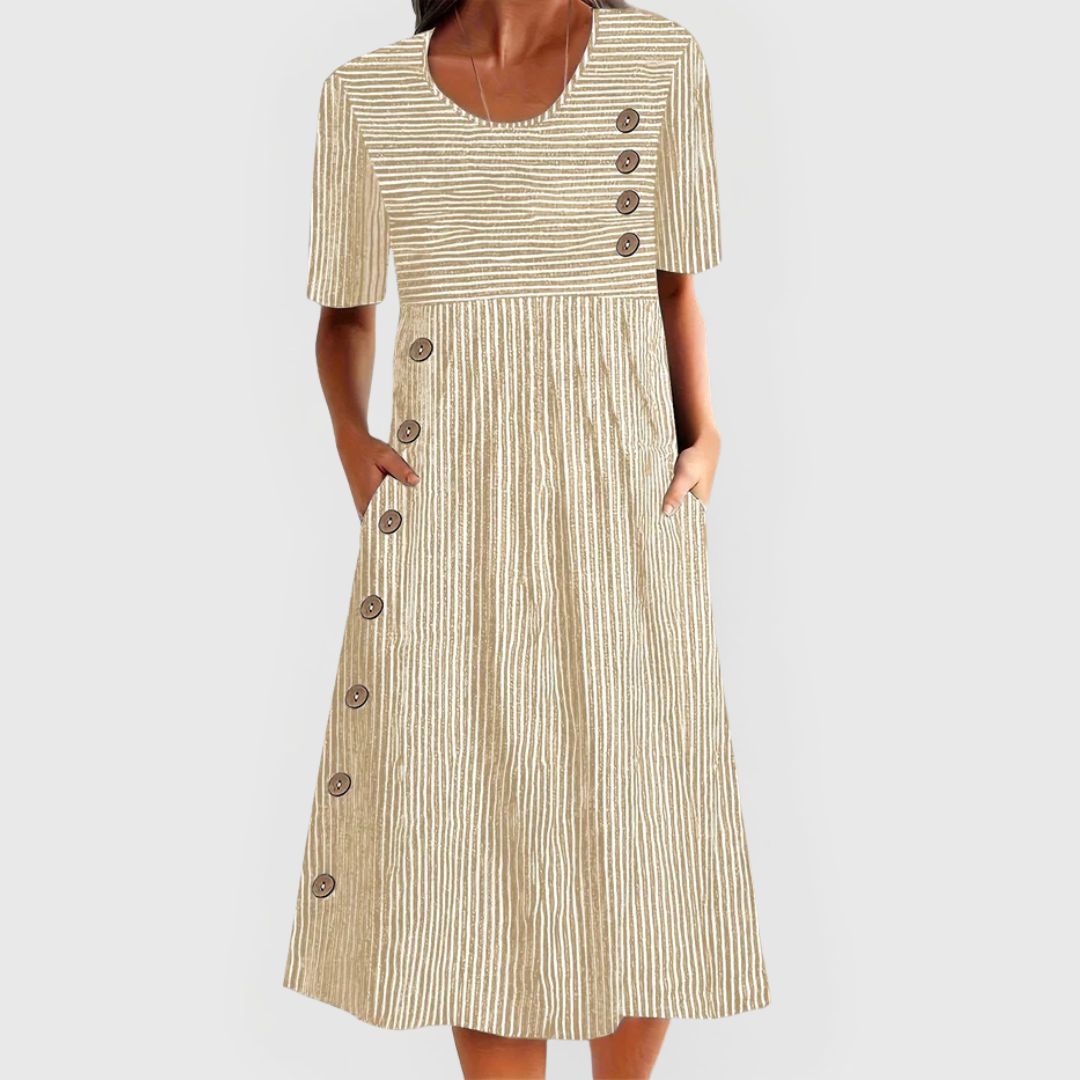 Jarna | Striped Midi Dress with Elegant Design