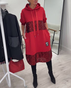 Loravynna | Trendy Patchwork Hooded Dress