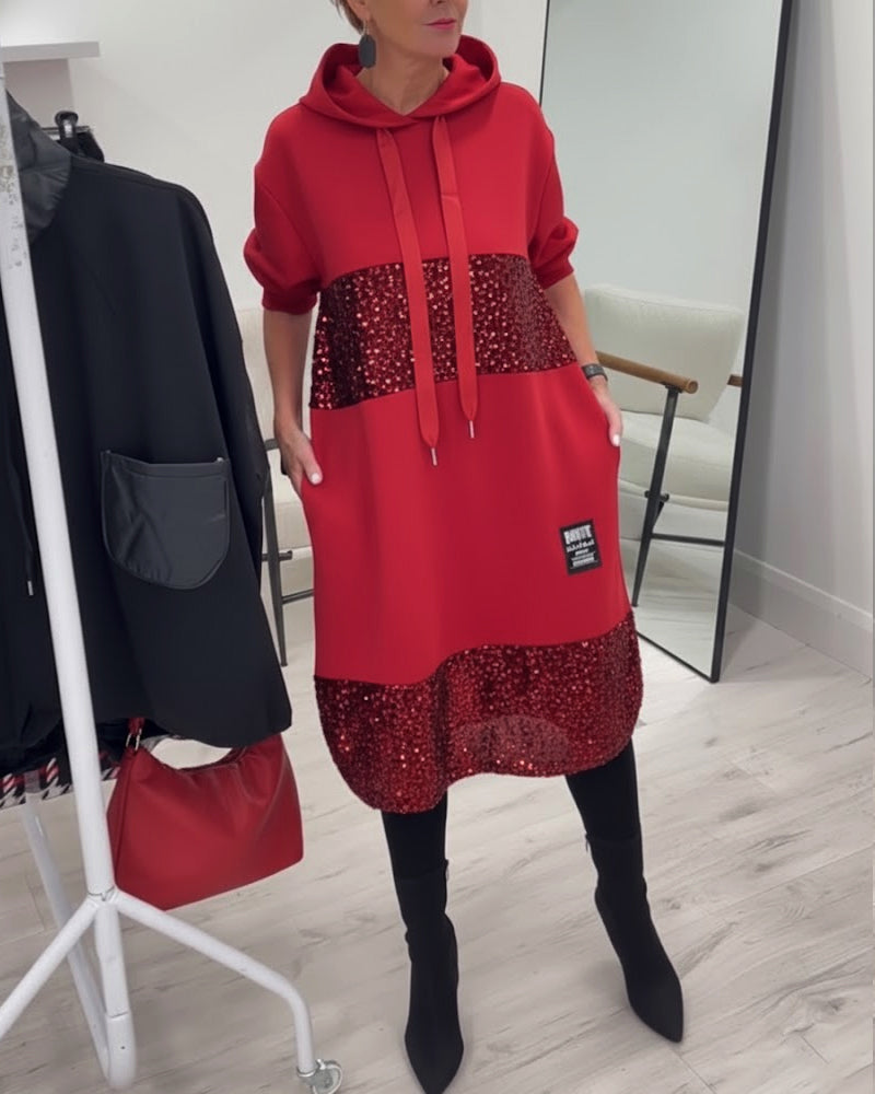 Loravynna | Trendy Patchwork Hooded Dress