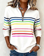 Soft Cotton Sweatshirt Relaxed Fit Colourful Stripes