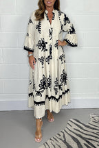 Floral Print Maxi Dress Lightweight Cotton Blend
