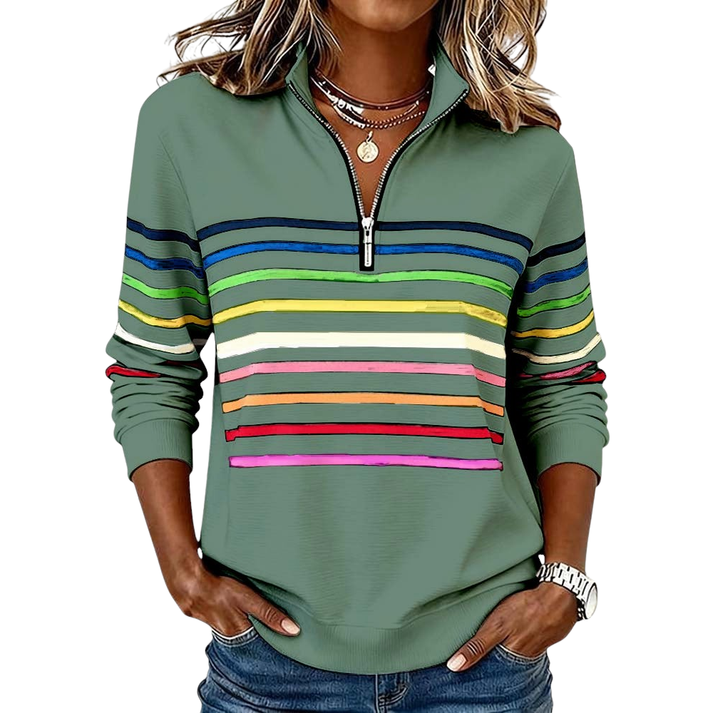 Soft Cotton Sweatshirt Relaxed Fit Colourful Stripes