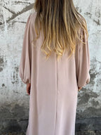 Loose Fit V Neck Balloon Sleeve Ankle Dress