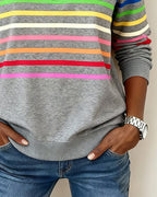 Soft Cotton Sweatshirt Relaxed Fit Colourful Stripes