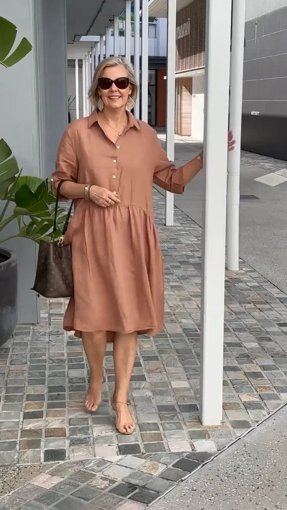 New Women's Cotton Linen Casual Dress