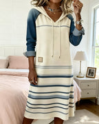 Corvania | Striped Hooded Color Mix Dress