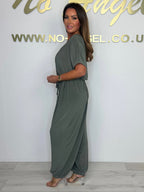 Tievelle | V Neck Tie Jumpsuit