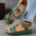 Red Wedge Sandals Comfortable Adjustable Straps