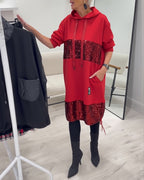 Loravynna | Trendy Patchwork Hooded Dress