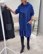 Loravynna | Trendy Patchwork Hooded Dress