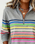 Soft Cotton Sweatshirt Relaxed Fit Colourful Stripes