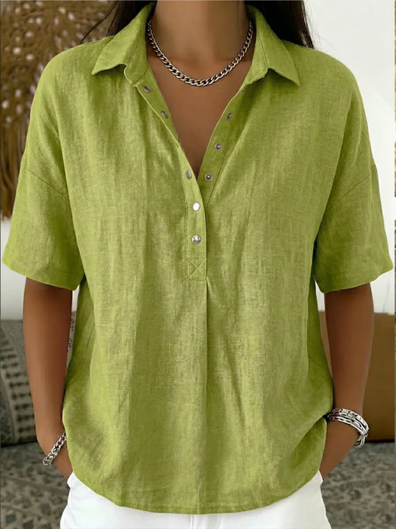 Relaxed Fit Short Sleeve Shirt Lightweight Cotton Blend