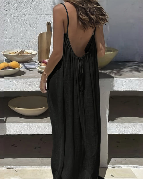 Adjustable Strap Maxi Dress Lightweight Flowing Fit