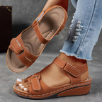 Red Wedge Sandals Comfortable Adjustable Straps