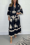 Floral Print Maxi Dress Lightweight Cotton Blend