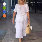 Cotton Linen Short Sleeve Dress