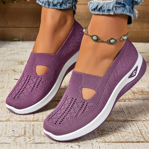 Breathable Slip On Athletic Shoes Lightweight Knit Comfort
