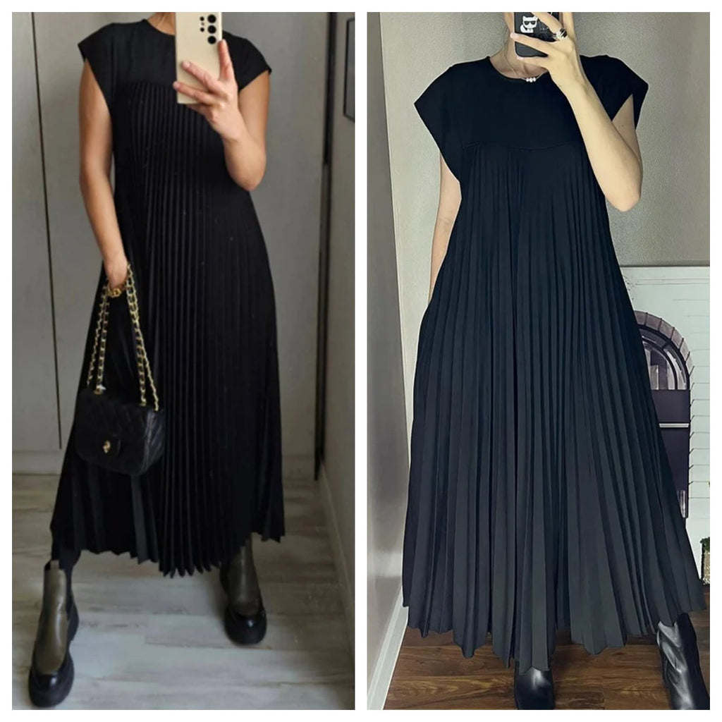 Plisara | Solid Pleated Dress