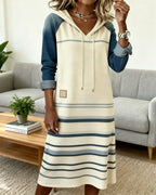 Corvania | Striped Hooded Color Mix Dress