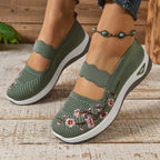 Breathable Slip On Shoes Lightweight Floral Mesh