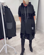 Loravynna | Trendy Patchwork Hooded Dress