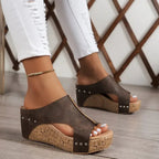 Comfort Wedge Sandals Supportive Stylish Black Leather