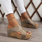Comfort Wedge Sandals Supportive Stylish Black Leather