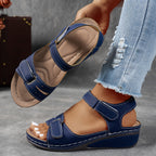 Red Wedge Sandals Comfortable Adjustable Straps