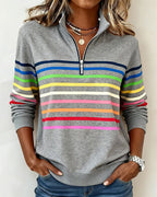 Soft Cotton Sweatshirt Relaxed Fit Colourful Stripes